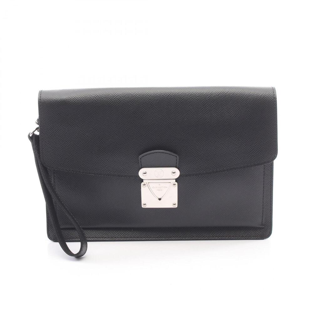 Louis Vuitton Belaia Second Bag Clutch Handbag Leather Taiga Men's Black M32592
